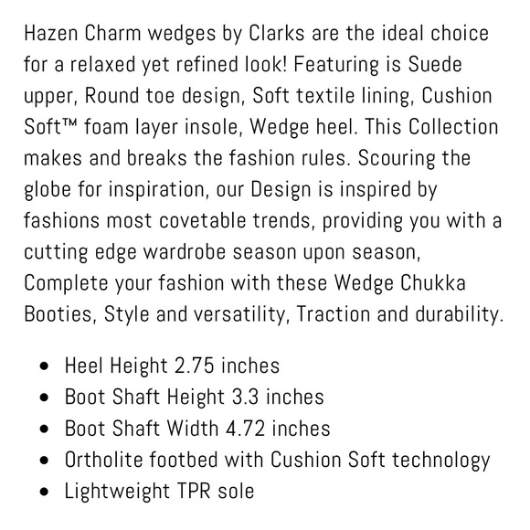 Clarks Collection Womens Hazen Charm Grey Suede Wedge Ankle Booties Sz 7M XLNT! - Picture 13 of 13